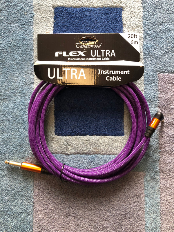 FX6BRY-A - Tanglewood Flex Ultra Instrument Cable BLACKBERRY - 20FT (6M), Angled