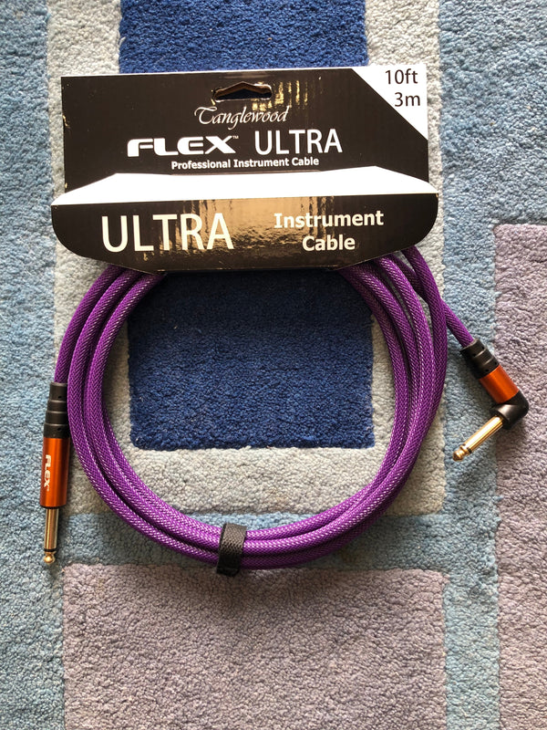 FX3BRY-A - Tanglewood Flex Ultra Instrument Cable BLACKBERRY - 10FT (3M), Angled