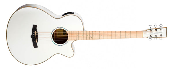 Tanglewood TW4CEBLW Electroacoustic Guitar. White with Maple Neck.