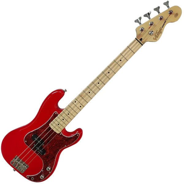 V30MRD Vintage V30 Maple 7/8 Size Coaster Series Bass Guitar in Gloss Red