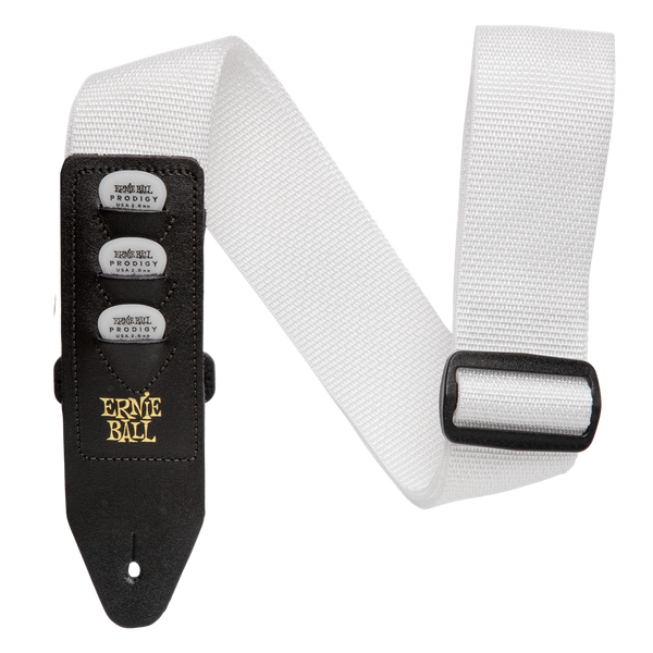 Ernie Ball Pick holder strap - White . P04259