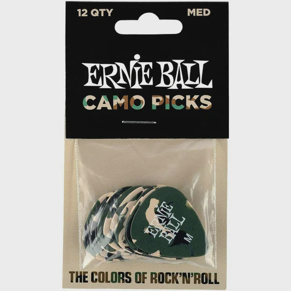Ernie Ball P09222 MEDIUM CAMOUFLAGE PICKS. Pack of X 12.