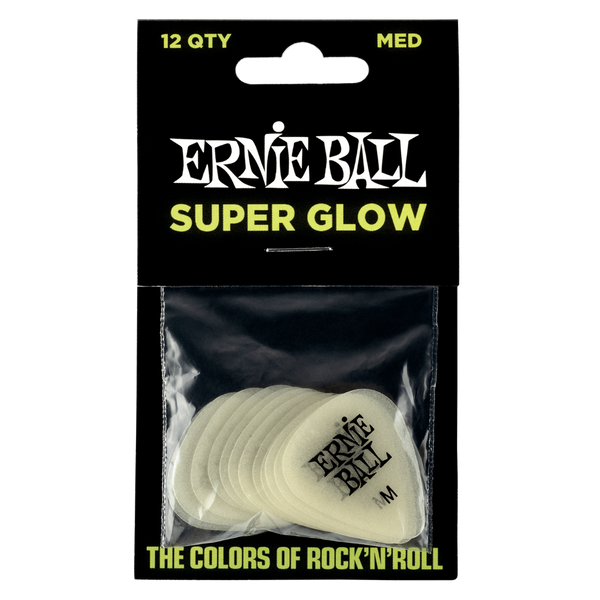 Ernie Ball MEDIUM SUPER GLOW PICKS X 12. P09225
