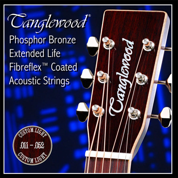 Tanglewood TWGS11 coated Phosphor Bronze Acoustic guitar strings. 11-52
