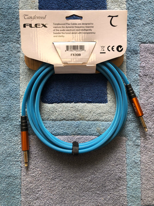 FX3OB-  Tanglewood Flex Ultra Instrument Cable OCEAN BLUE - 10FT (3M), Straight