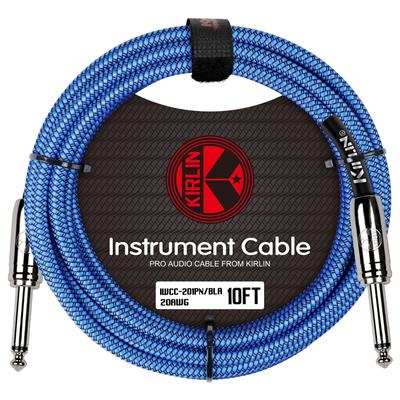 KIRLIN FABRIC 10' STRAIGHT BLUE GUITAR CABLE