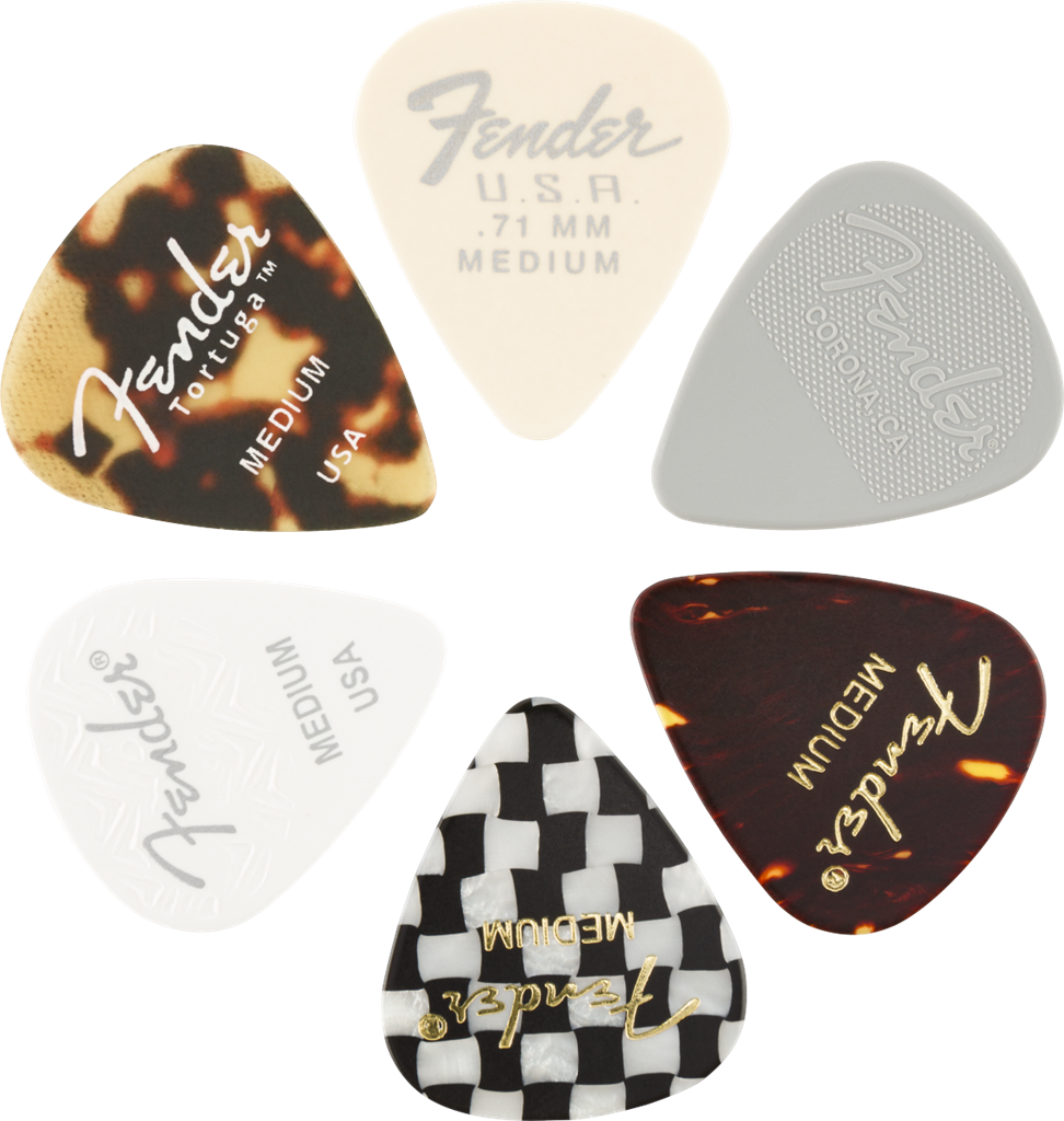 351 Medium Material medley picks. Pack of 6.