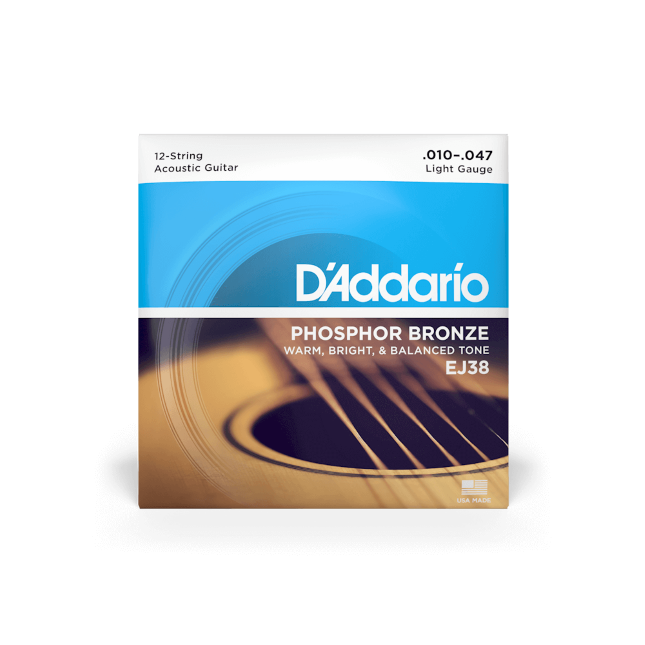 D'Addario EJ38 12-String set, Phosphor Bronze. Light. 10-47.