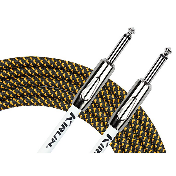 KIRLIN FABRIC 20' STRAIGHT BLACK YELLOW GUITAR CABLE