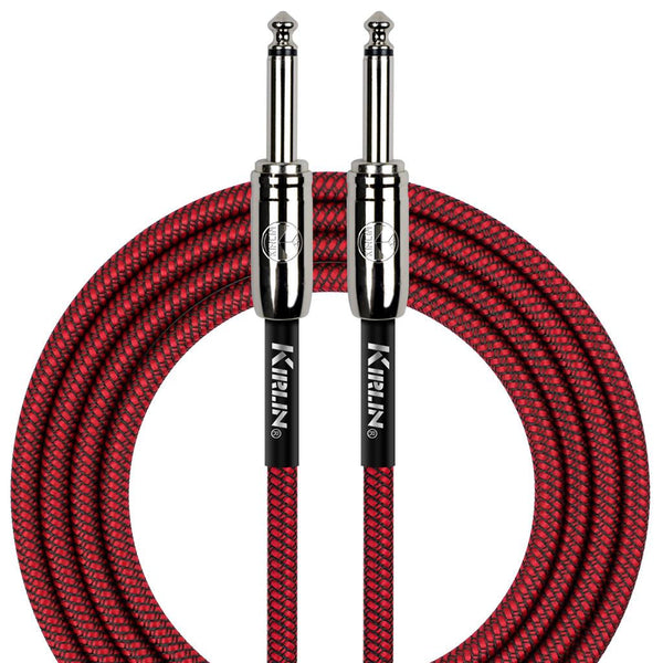KIRLIN FABRIC 20' STRAIGHT RED GUITAR CABLE. IWC201PNRD-20FT