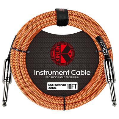 KIRLIN FABRIC 10' STRAIGHT ORANGE GUITAR CABLE