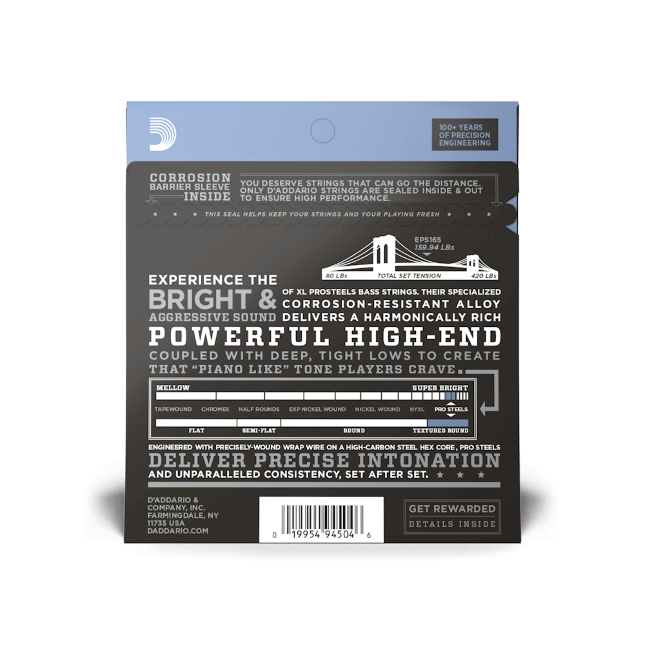 Long Scale, Stainless Steel Bass guitar strings. 45-105.