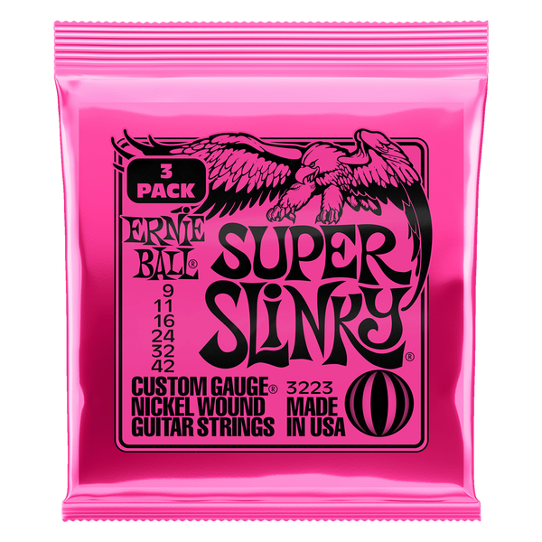 Ernie Ball 3233 Super Slinky Electric Guitar Strings. 3 Pack.