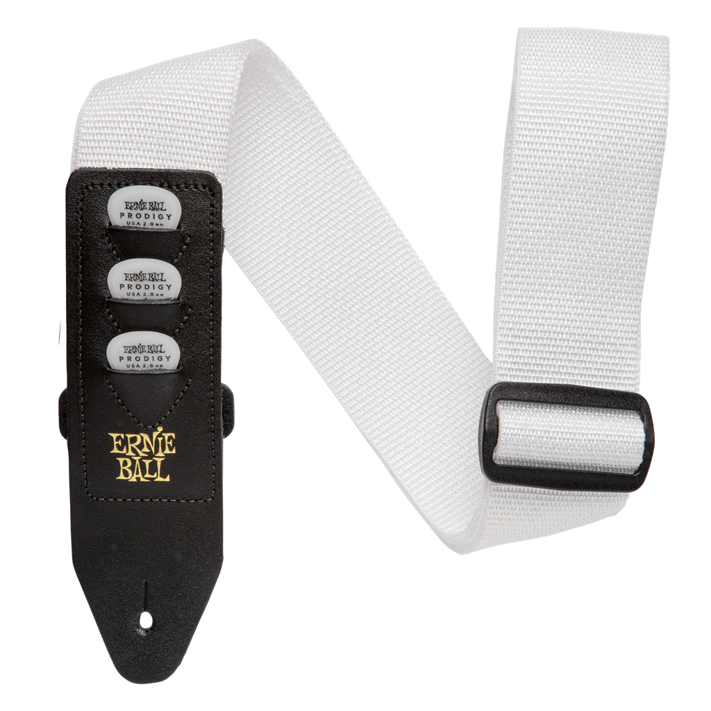 Ernie Ball Pick holder strap - White . P04259
