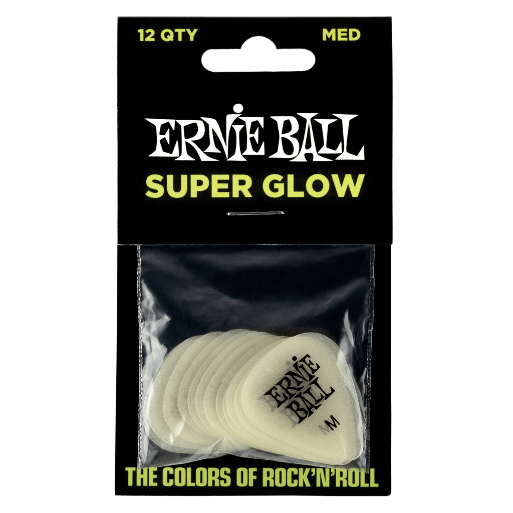 Ernie Ball MEDIUM SUPER GLOW PICKS X 12. P09225